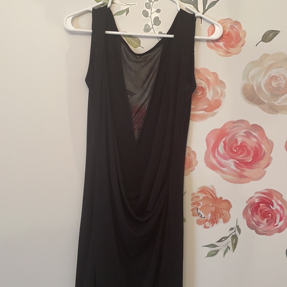 ASOS low back deep front black dress - Picture 3 of 4